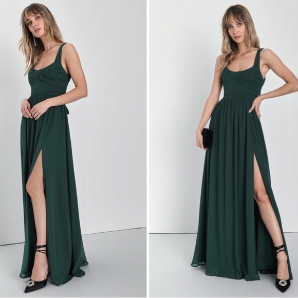LULUS Prom Wedding Bridesmaid Romantic Flowy Elegant Chiffon Maxi Dress - Picture 1 of 5